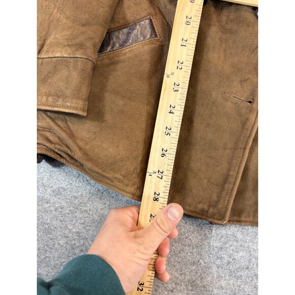 VINTAGE 70s Carmens Leather Coat Jacket Womens Large Brown Lined Western Retro - Picture 5 of 9